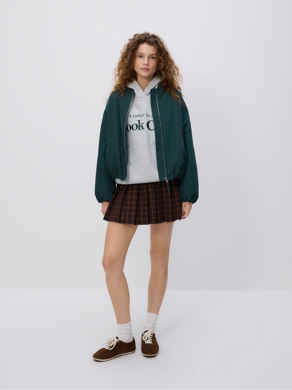 EUC ZARA Brown Plaid Pleated Mini Skirt